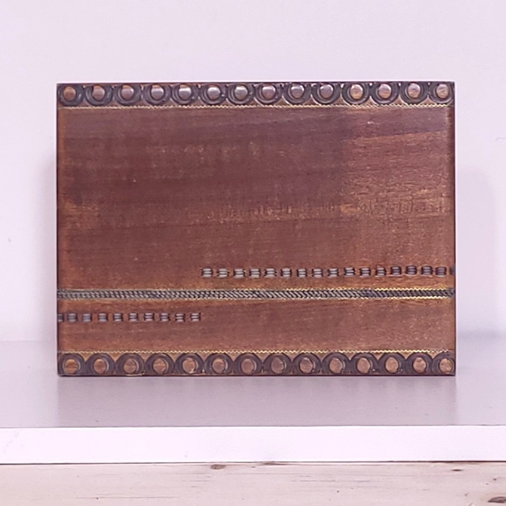 Vintage Hand Carved Wood Trinket Box Made in Poland Divided Jewelry Chest 6.25in